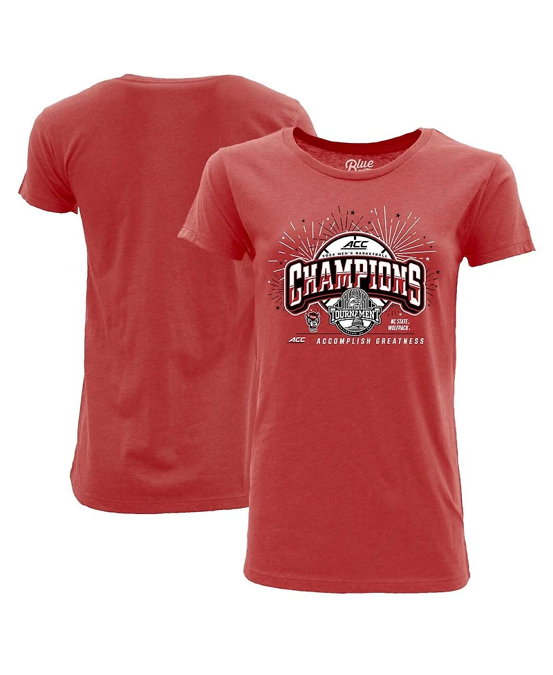 Blue 84 Women's Red Nc State Wolfpack 2024 Acc Men's Basketball Conference Tournament Champions Locker Room T-Shirt