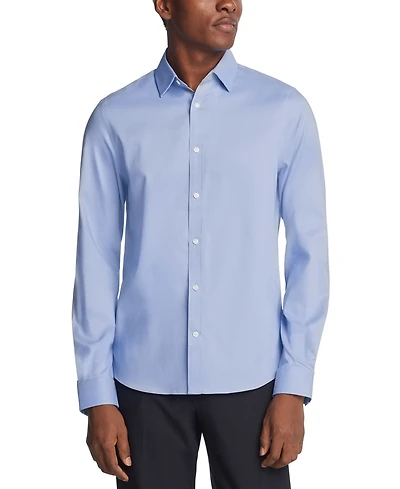 Michael Kors Men's Airsoft Slim Fit Untucked Length Wrinkle Free Stretch Dress Shirt