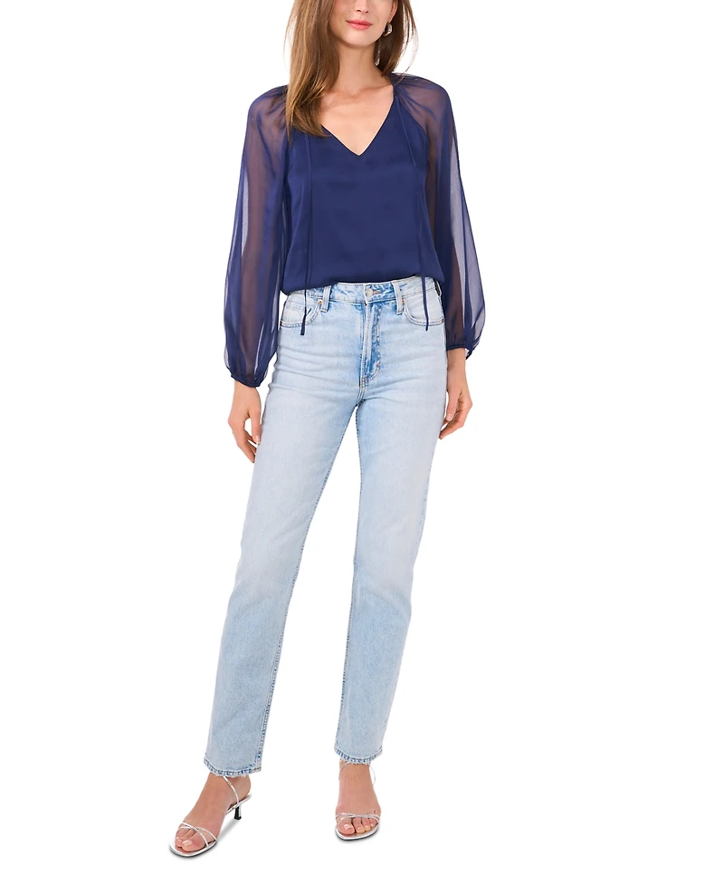 1.state Women's Chiffon-Sleeve V-Neck Blouse