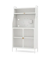 Costway 5-tier Metal Kitchen Bakers Rack with Pegboard 8 Hooks 5-position Adjustable Shelf