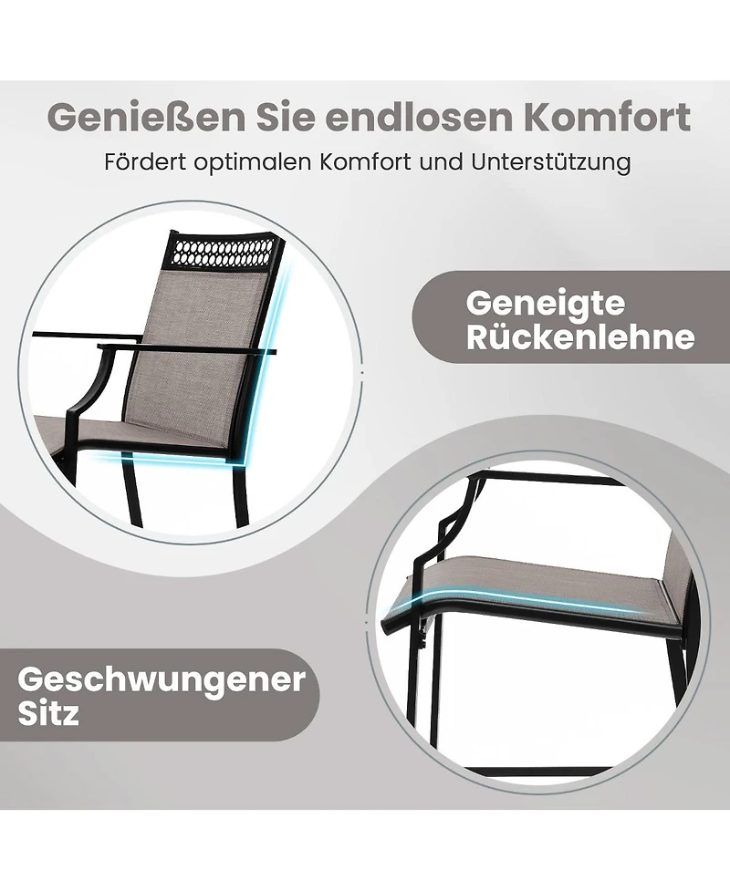 Slickblue Outdoor Counter Stools Set of 2 Heavy-Duty Barstools with Footrest and Armrests