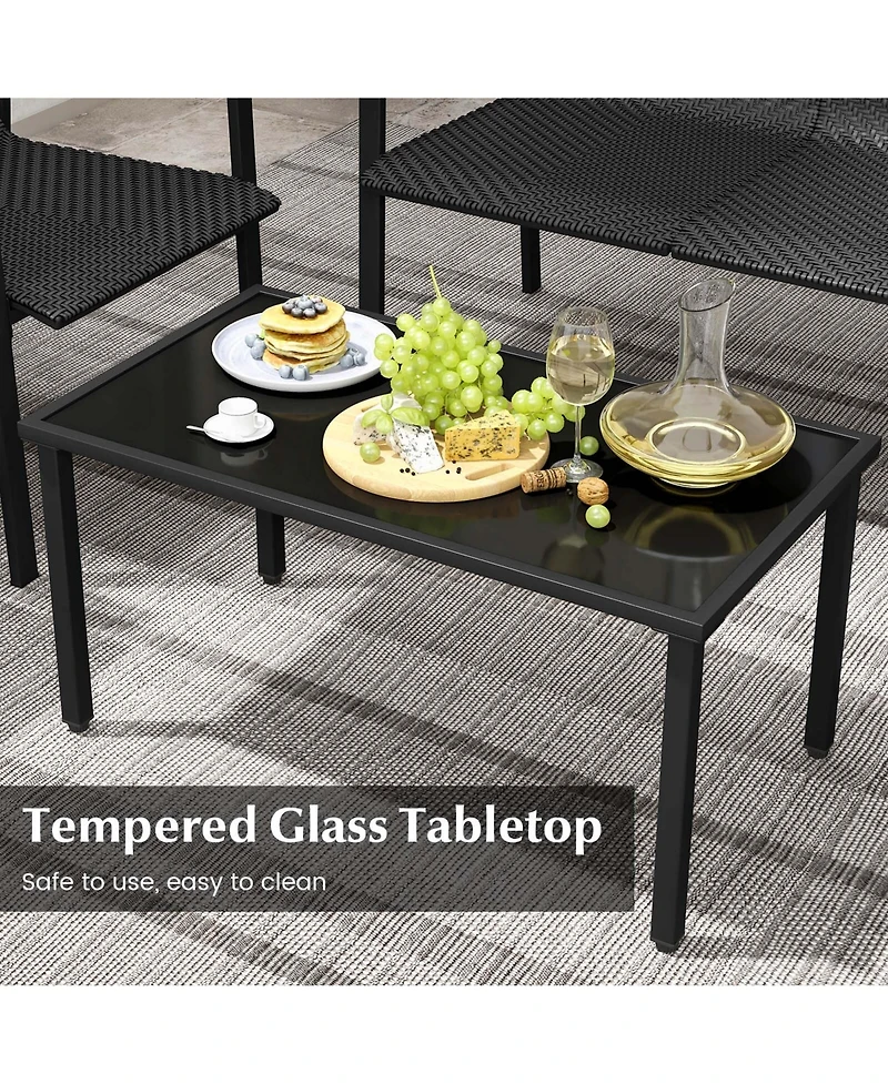 Costway 4 Pcs Outdoor Wicker Patio Furniture Set with Heavy-Duty Galvanized Metal Frame