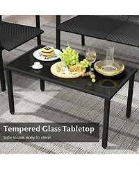 Costway 4 Pcs Outdoor Wicker Patio Furniture Set with Heavy-Duty Galvanized Metal Frame