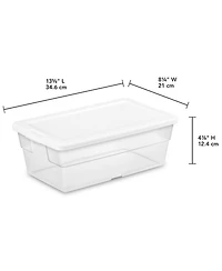 Sterilite 6 Quart Storage Box Stackable Bin with Lid, Plastic Container, 12 Pack