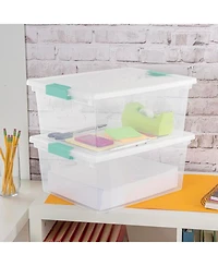 Sterilite Deep Plastic Stackable Storage Bin w/ Clear Latch Lid, Clear (4 Pack)