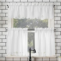 Mariela Floral Trim Semi-Sheer Rod Pocket Kitchen Curtain Valance