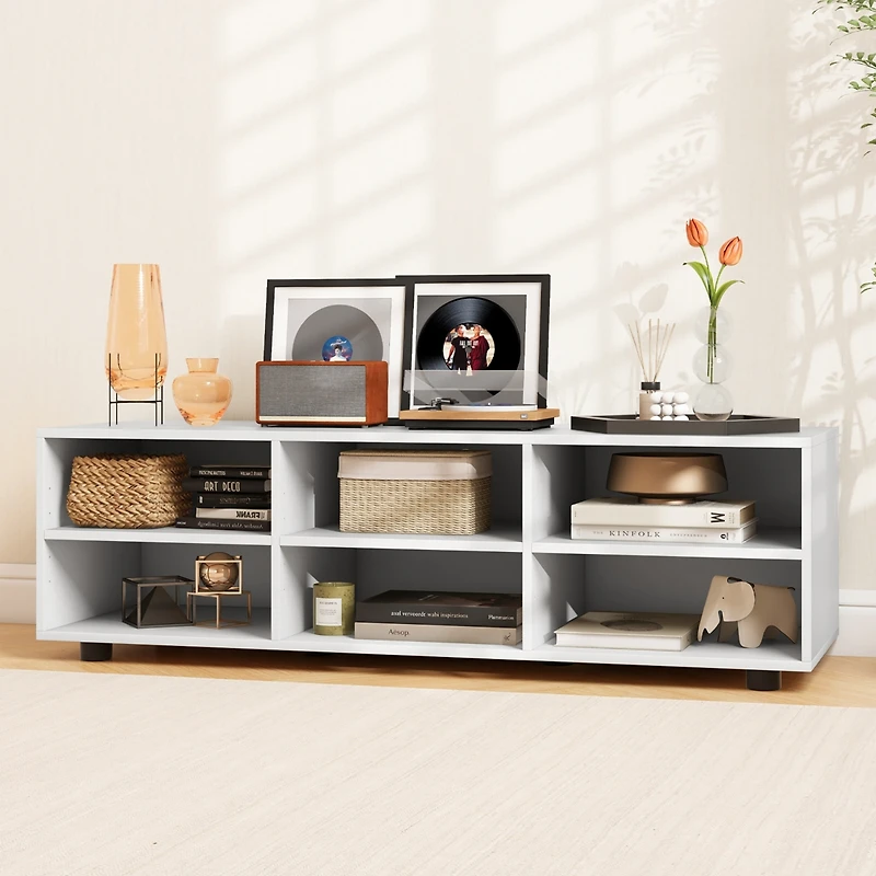 Gymax Tv Cabinet for 50-Inch Tv 42'' Tv Stand w/ 3 Adjustable Shelves Grommet & Cable Hole