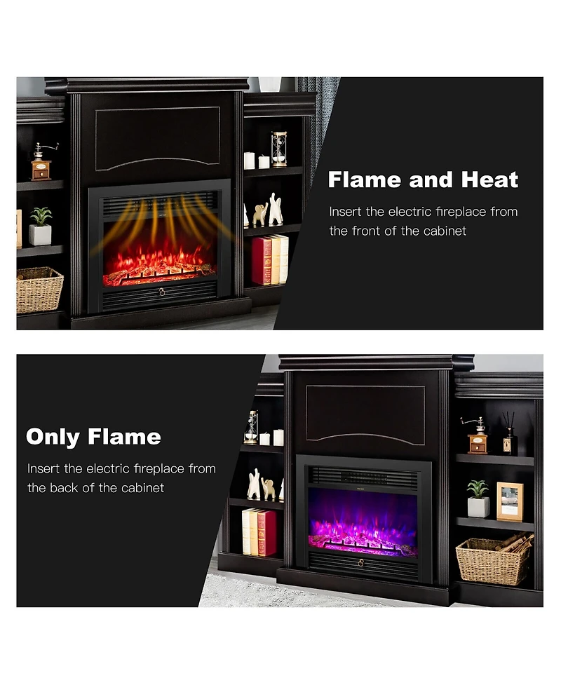 Gymax 70'' Fireplace Tv Stand Media W/ 28.5'' 750W/1500W Electric Brown