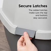 Iris Large Hooded Corner Cat Litter Box with Scoop, Gray