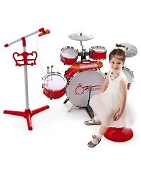 Sugift Kids Jazz Drum Keyboard Set with Stool and Microphone Stand
