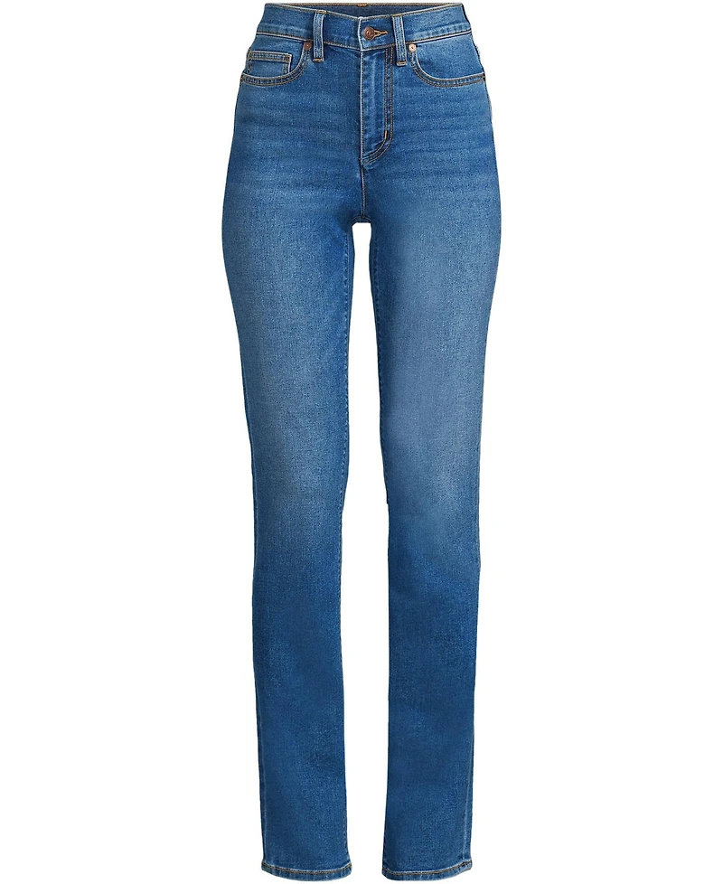 Lands' End Women's Recover High Rise Straight Leg Blue Jeans