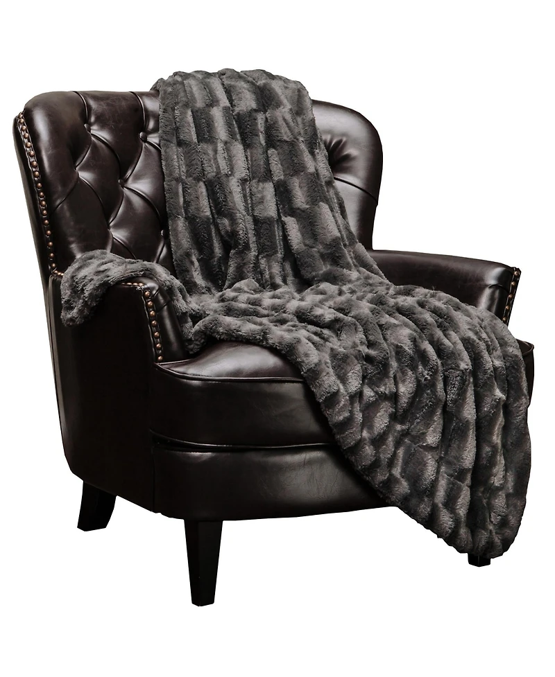 Chanasya Premium Fuzzy Faux Fur Rectangular Embossed Throw Blanket
