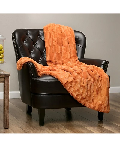 Chanasya Premium Fuzzy Faux Fur Rectangular Embossed Throw Blanket