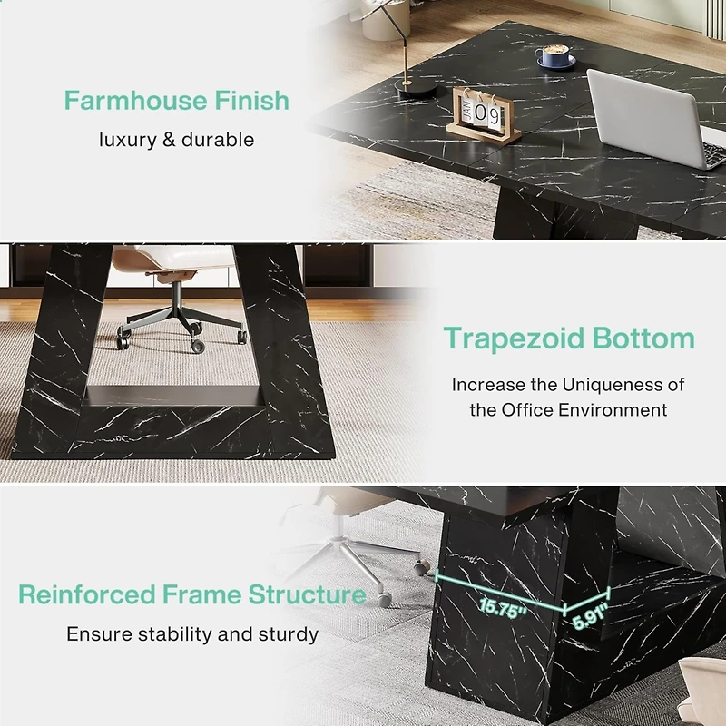 Tribesigns Modern Computer Desk, 63-Inch Large Office Desk Workstation, Simple Style Executive Desk Study Table