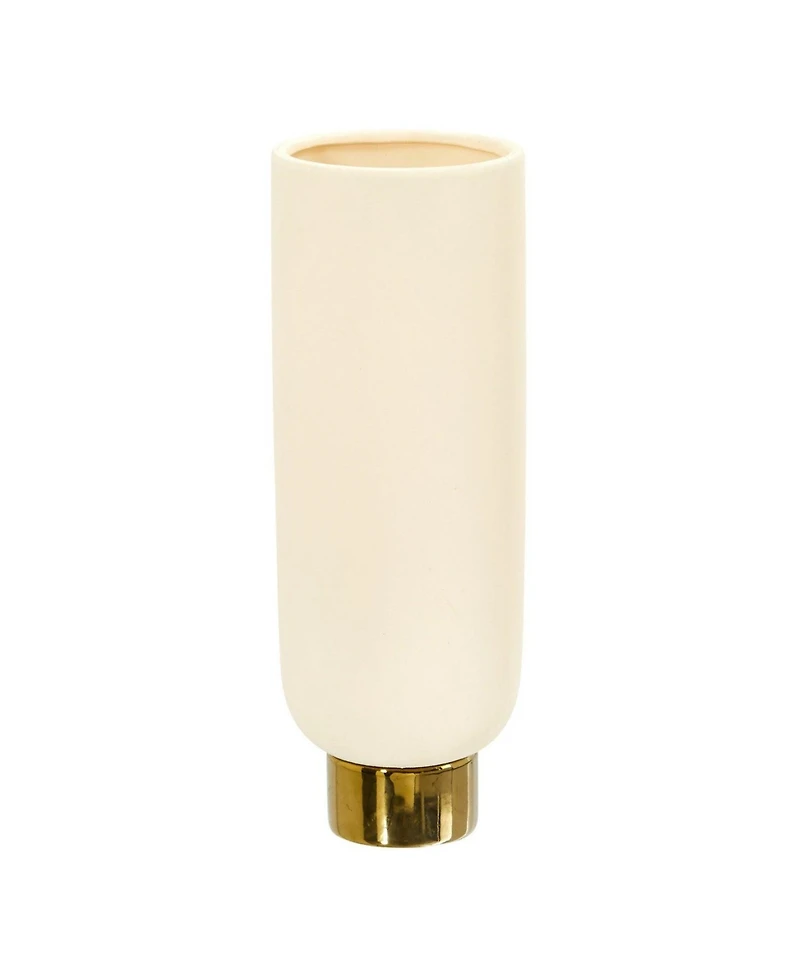 Slickblue 12.75" Elegance Ceramic Cylinder Vase with Gold Accents