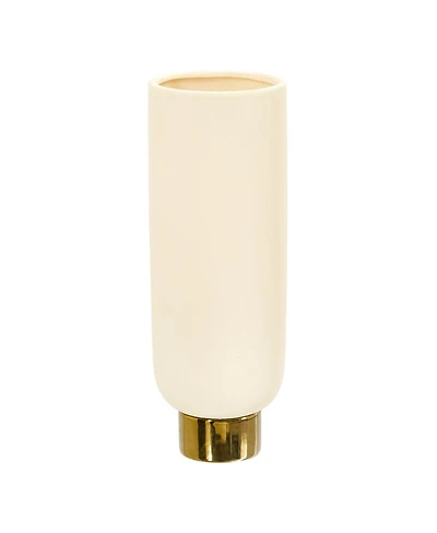 Slickblue 12.75" Elegance Ceramic Cylinder Vase with Gold Accents