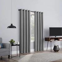 Cayden Grid Texture Draft Shield Fleece Insulated 100% Blackout Grommet Curtain Panel