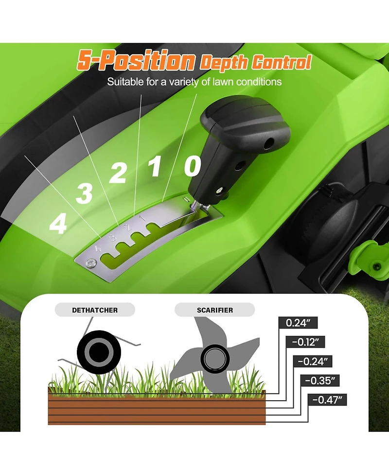 Costway 16-Inch Electric Dethatcher & Scarifier 15A 2-In-1 Lawn