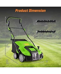 Costway 16-Inch Electric Dethatcher & Scarifier 15A 2-In-1 Lawn