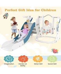 Costway Boys Slide and Swing Set 4-in-1 Indoor Playground with Extended &