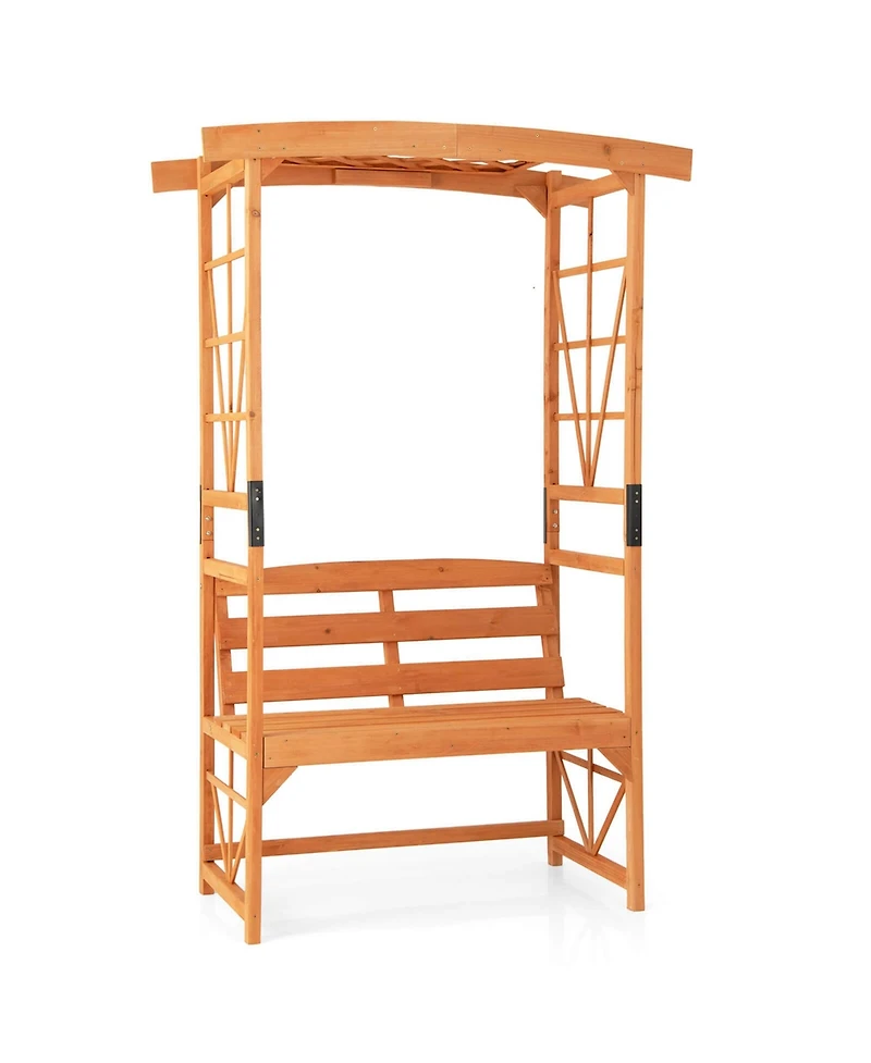 Patio Garden Arbor with Pergola Bench 2 Trellises for Climbing Plants Vines Grapes
