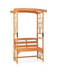 Patio Garden Arbor with Pergola Bench 2 Trellises for Climbing Plants Vines Grapes