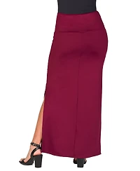 24seven Comfort Apparel Women's Versatile Side Slit Elastic Waist Maxi Skirt