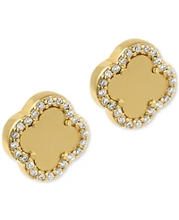 Adornia Gold Crystal Halo Matte Center Clover Earrings