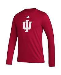 Adidas Men's Crimson Indiana Hoosiers Primary Locker Logo Pre-Game Long Sleeve T-Shirt