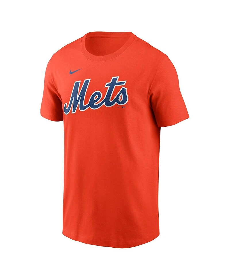 Nike Men's Francisco Lindor Orange New York Mets Fuse Name Number T-Shirt