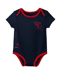 Nike Baby Boys and Girls Cleveland Guardians Authentic Collection Three-Pack Bodysuit Set