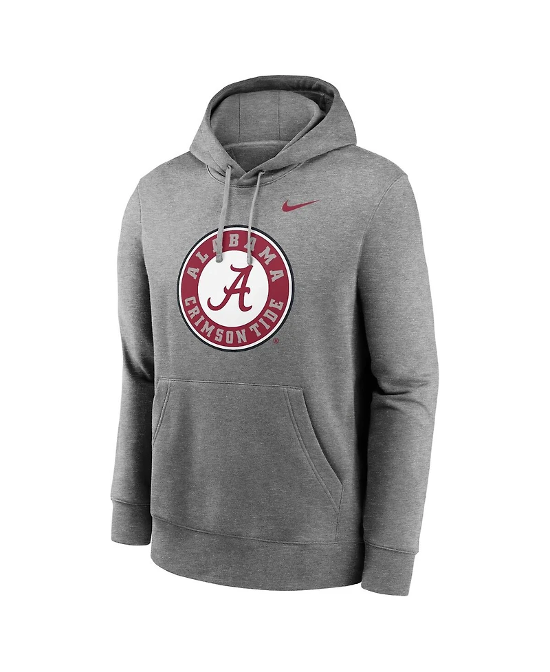 Nike Men's Heather Gray Alabama Crimson Tide Primetime Alternate Logo Club Fleece Pullover Hoodie