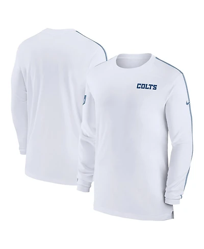 Nike Men's White Indianapolis Colts Sideline Coach Uv Performance Long Sleeve T-Shirt