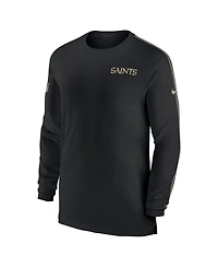 Nike Men's Black New Orleans Saints Sideline Coach Uv Performance Long Sleeve T-Shirt