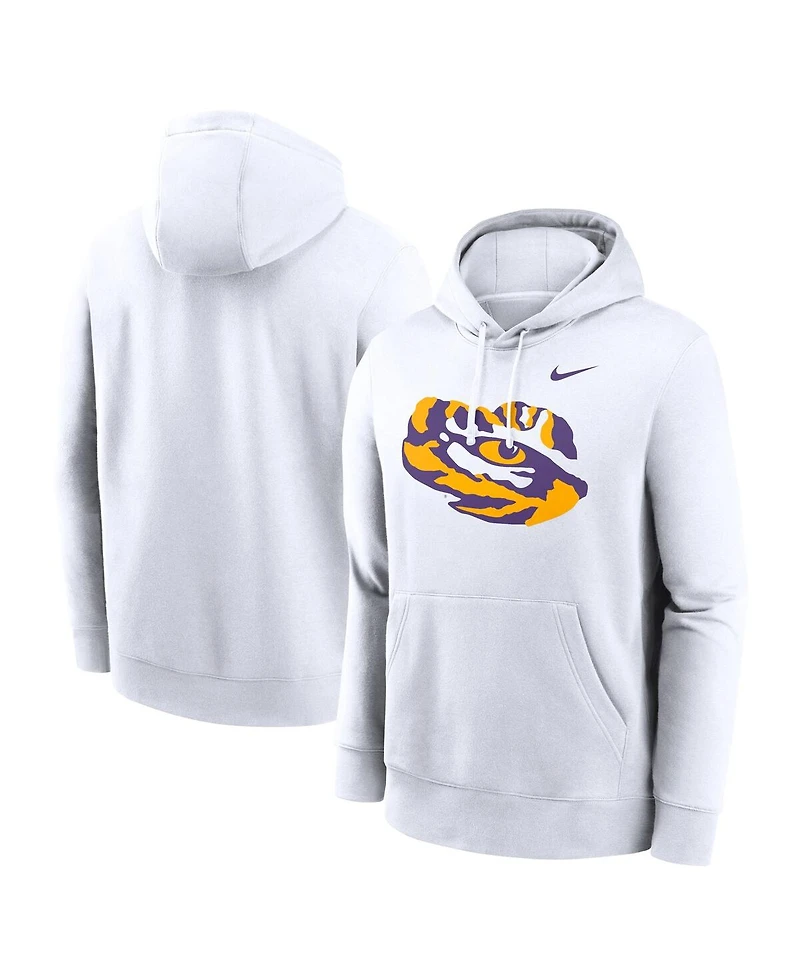 Nike Men's White Lsu Tigers Primetime Alternate Logo Club Fleece Pullover Hoodie