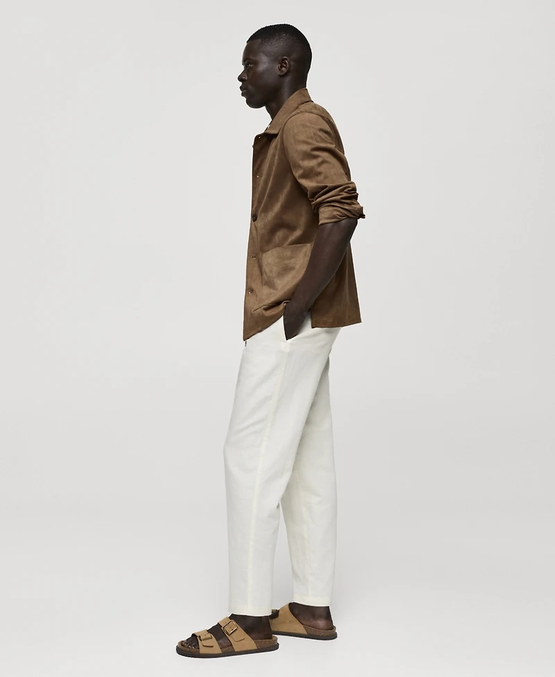 Mango Men's Pockets Detail Suede Effect Overshirt