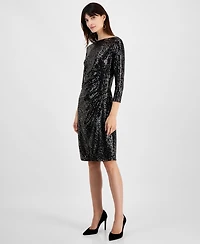 Kasper Women's 3/4-Sleeve Shimmer-Dot Sheath Dress, Regular & Petite Sizes