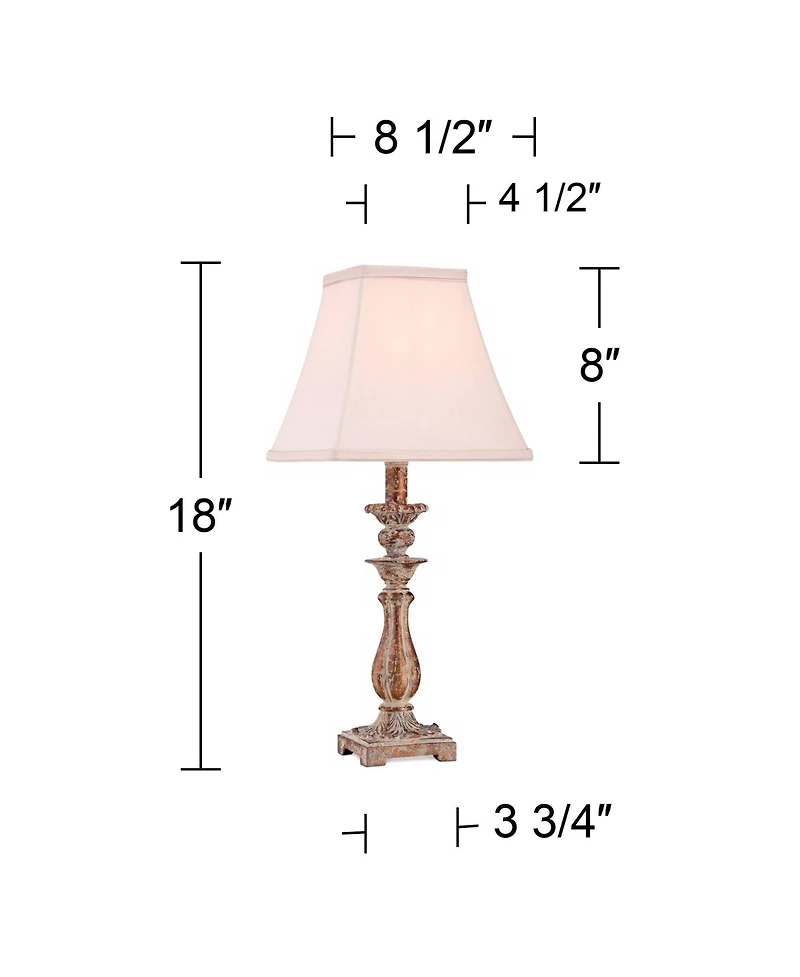 Regency Hill Alicia Country Cottage Accent Table Lamp 18" High Distressed Antique Gold Off White Square Shade for Bedroom Living Room Bedside Hou