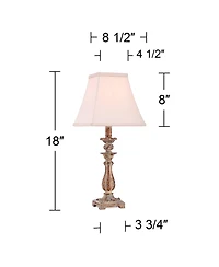 Regency Hill Alicia Country Cottage Accent Table Lamp 18" High Distressed Antique Gold Off White Square Shade for Bedroom Living Room Bedside Hou