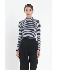 English Factory Women's Stripe Turtle Neck Top
