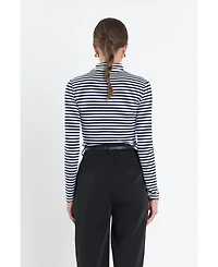 English Factory Women's Stripe Turtle Neck Top