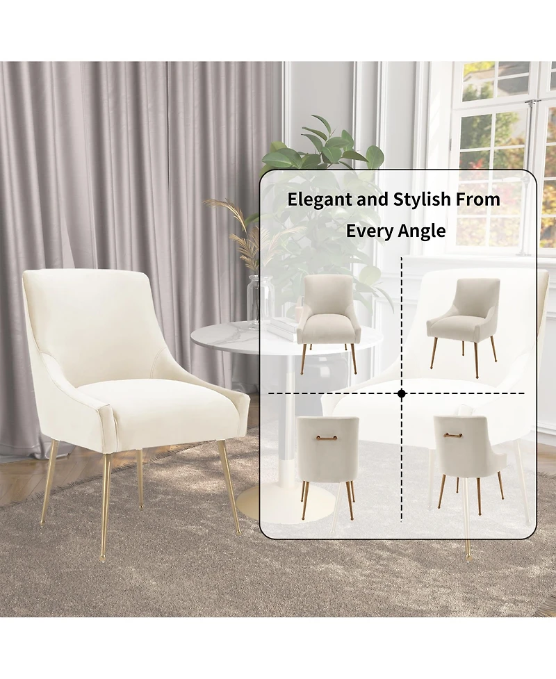 Boyel Living Velvet Dining Chair with Pulling Handle and Adjustable Foot Nails(Set of 2)