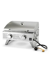 Slickblue Stainless Steel Propane Grill with Lid for Outdoor Camping Tailgating Picnic Party-Silver
