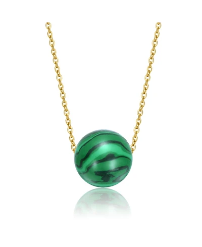 Gorgeous Sterling Silver 14K Gold Plated Green Sphere Stone Pendant