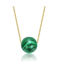 Gorgeous Sterling Silver 14K Gold Plated Green Sphere Stone Pendant