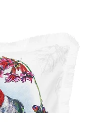 18" x 18" Botanical Hummingbird Spring Printed and Embellished Spring Easter Themed Accent Throw Pillow