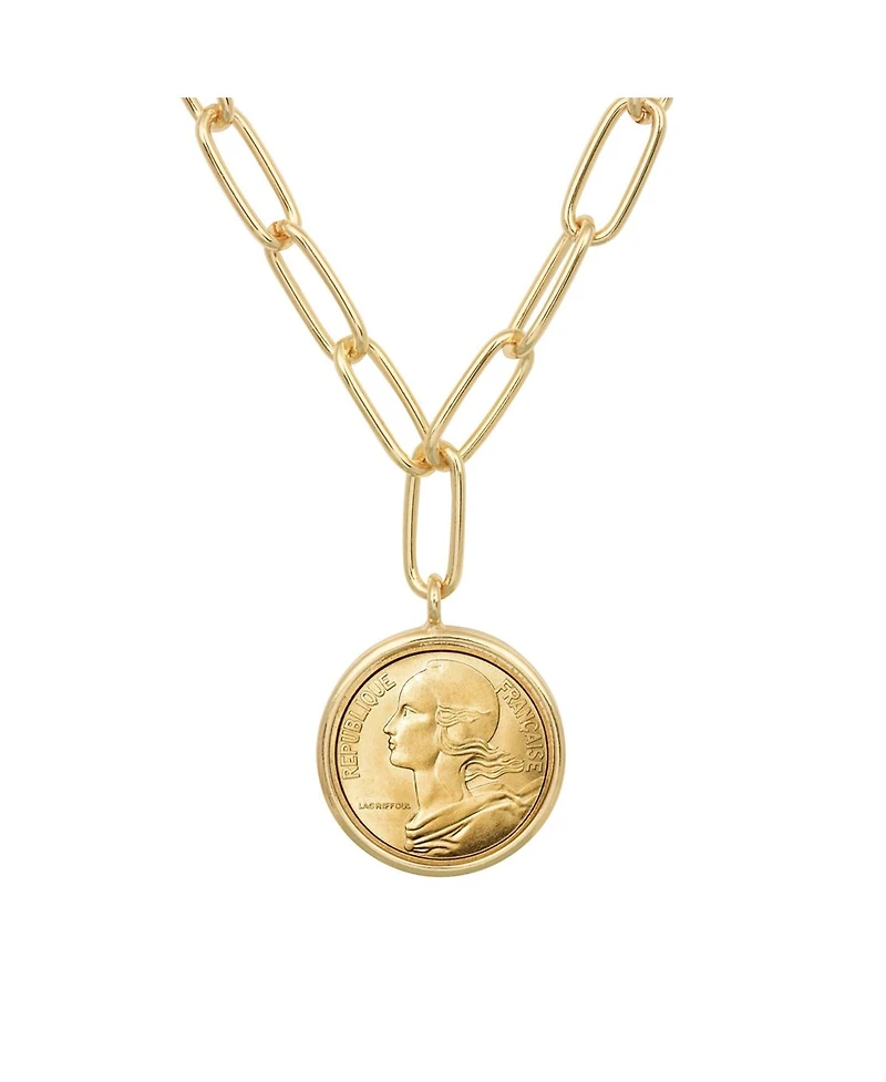 American Coin Treasures 17027 21 in. French 20 Centimes Goldtone Paper Clip Necklace