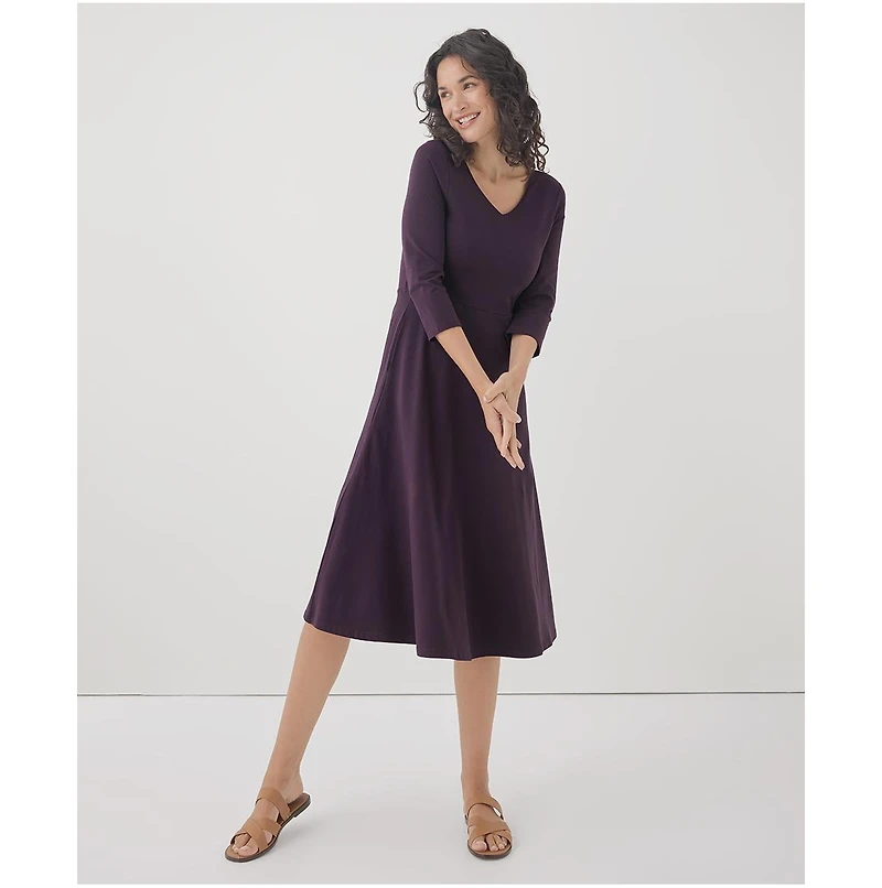 Pact Women's Organic Cotton Fit & Flare Midi Party Dress