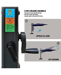 Boyel Living 10 ft. 360 B0; Rotation Square Cantilever Patio Umbrella with Base and Led Light