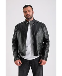 Furniq Uk Men's Leather Jacket, Black
